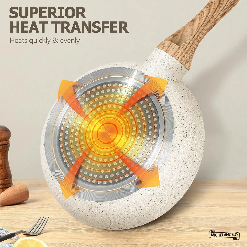 MICHELANGELO Granite Non-Stick Frying Pan with Lid | Induction