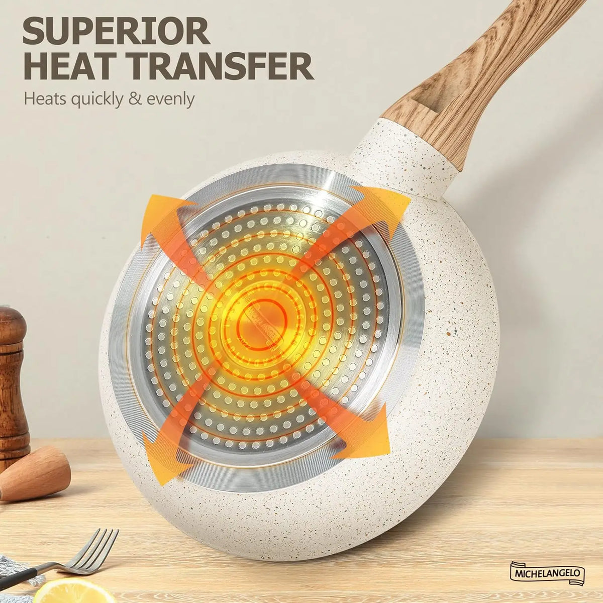 MICHELANGELO Granite Non-Stick Frying Pan with Lid | Induction