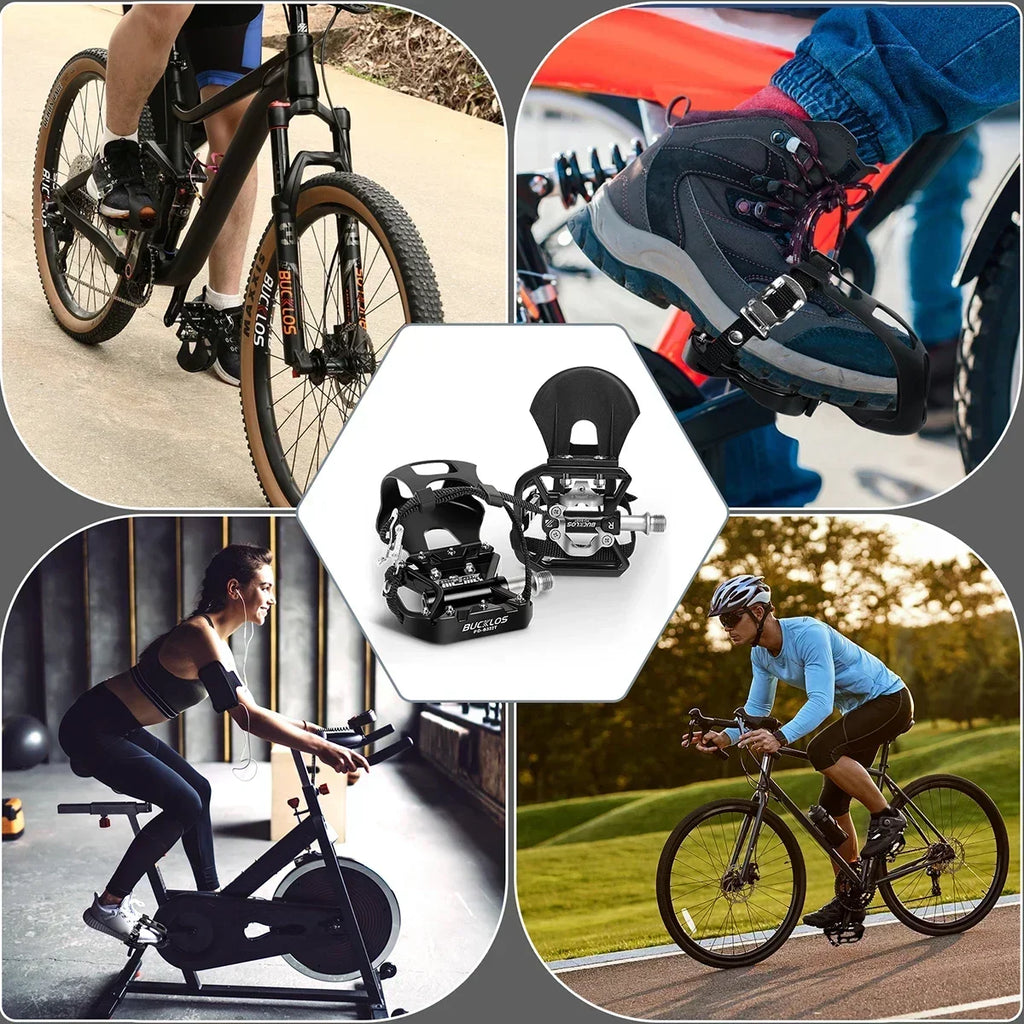 BUCKLOS Dual Function MTB Bike Pedals – Aluminum Alloy Non-Slip