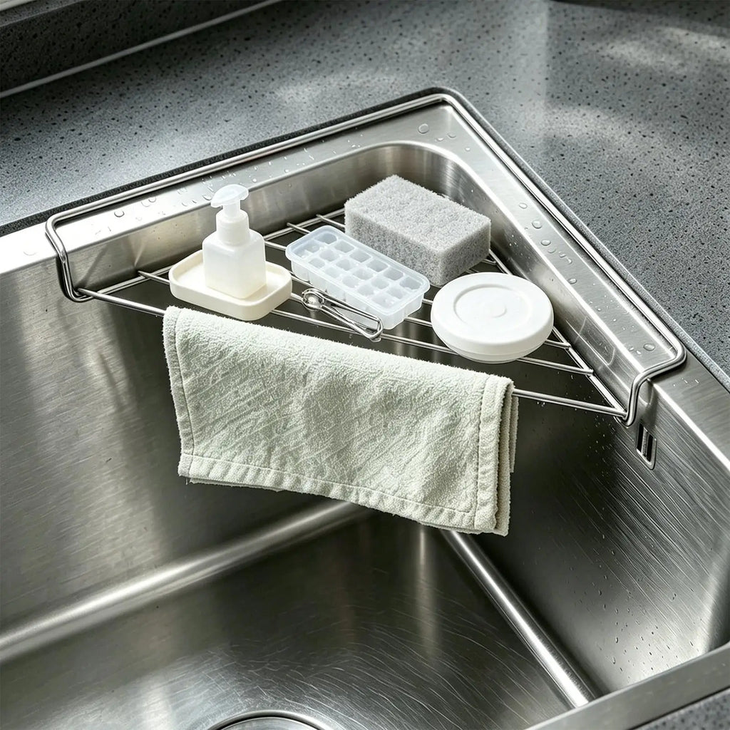 2-Pack Corner Sink Drying Rack – Stainless Steel No-Drill