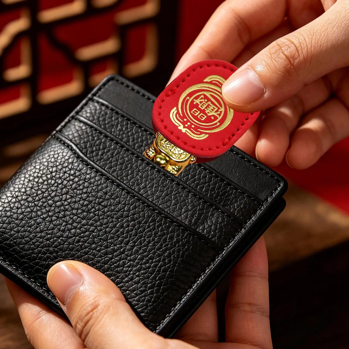 Golden Fortune Turtle Charm with Leather Sleeve | Wallet & Desk
