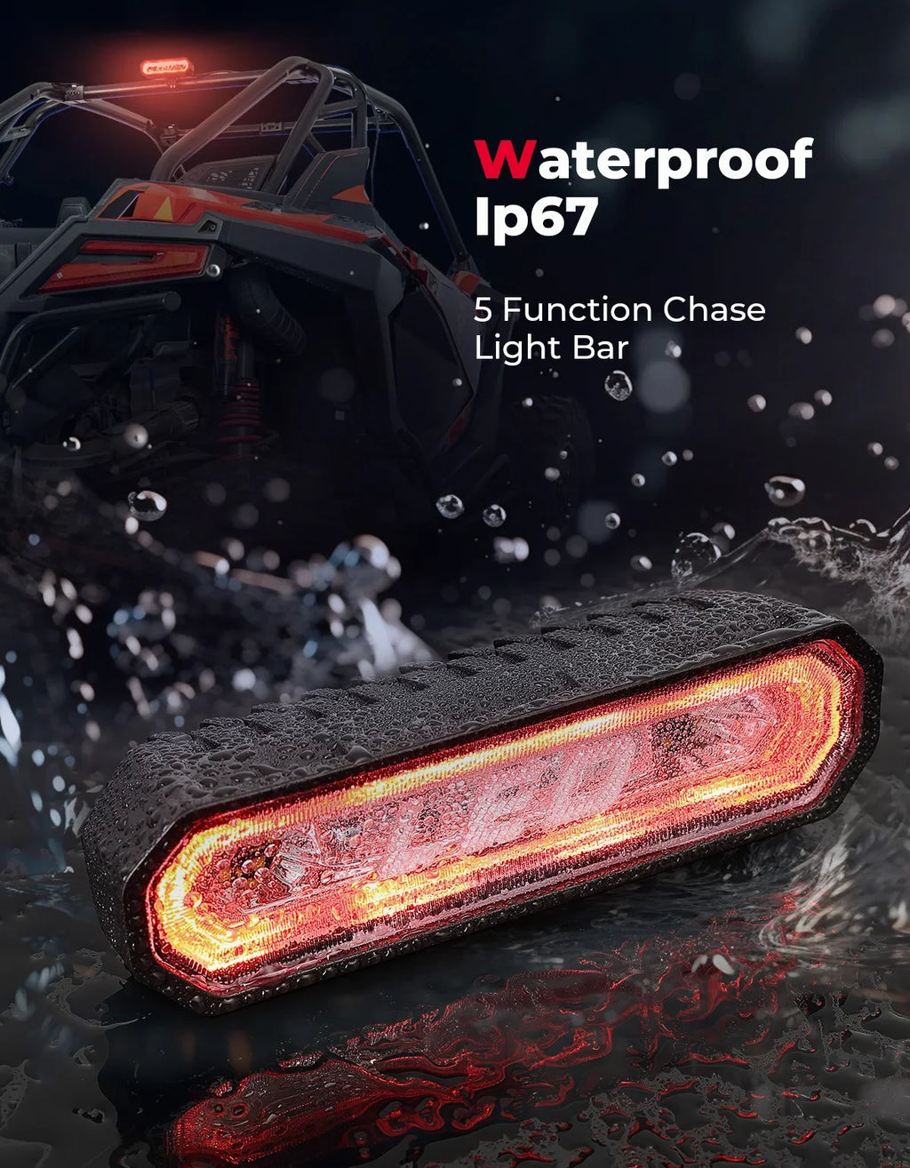 UTV LED Chase Light Bar – 5-Mode Brake & Reverse for RZR Can-Am
