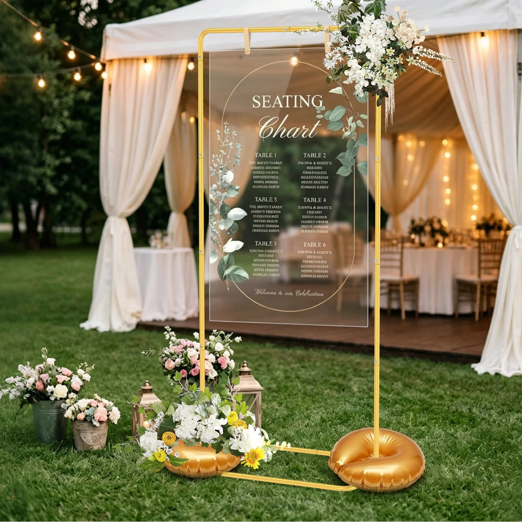 Adjustable Wedding Sign Stand with Leather Straps – 2 Heights