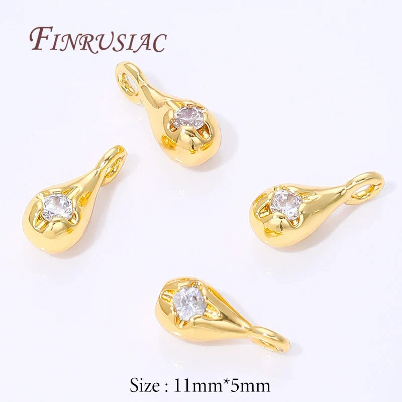 18K Gold Plated Zircon Drop Pendants – Brass DIY Jewelry Charms
