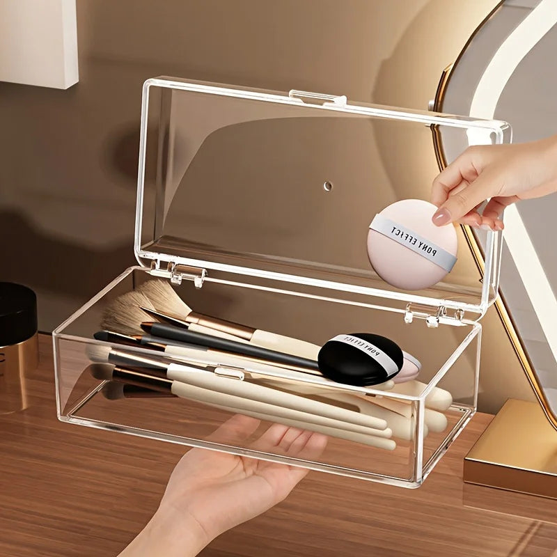 Clear Stackable Acrylic Makeup Organizer Box with Dustproof Lid