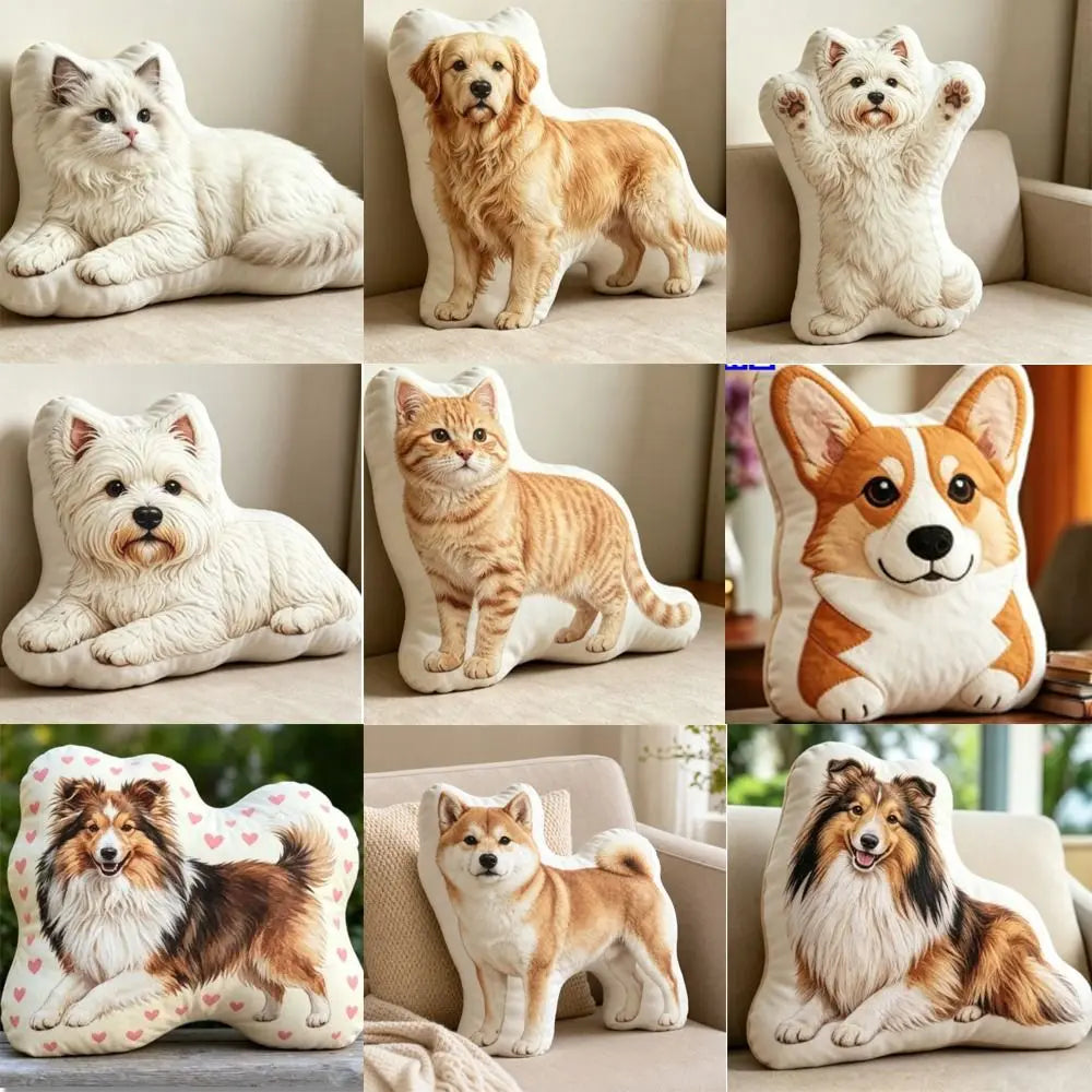 Shiba Dog Shaped Throw Pillow – Soft Plush Animal Cushion