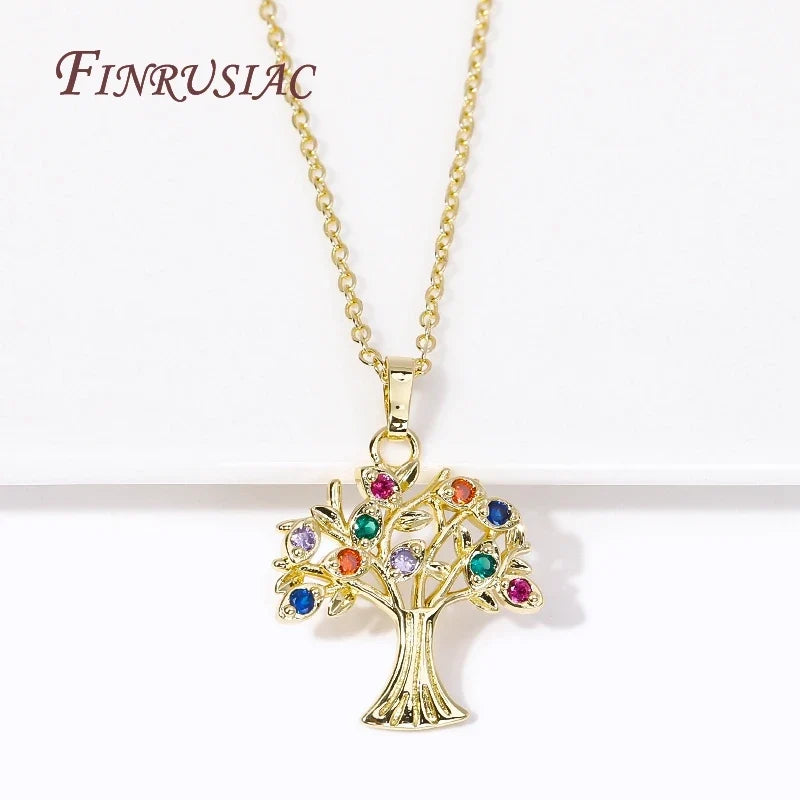 18K Gold Plated Zircon Tree Charm Pendant – DIY Jewelry Making