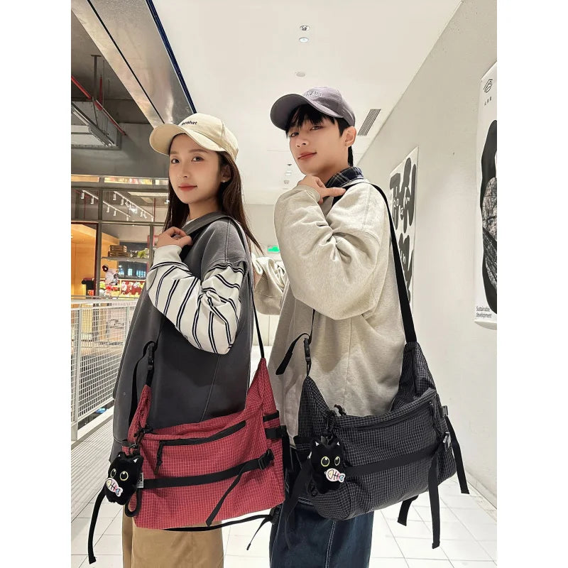 Large-Capacity Unisex Nylon Messenger Crossbody Bag