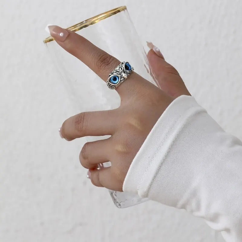 Vintage Adjustable Owl Ring – Unisex Hip Hop Zinc Alloy