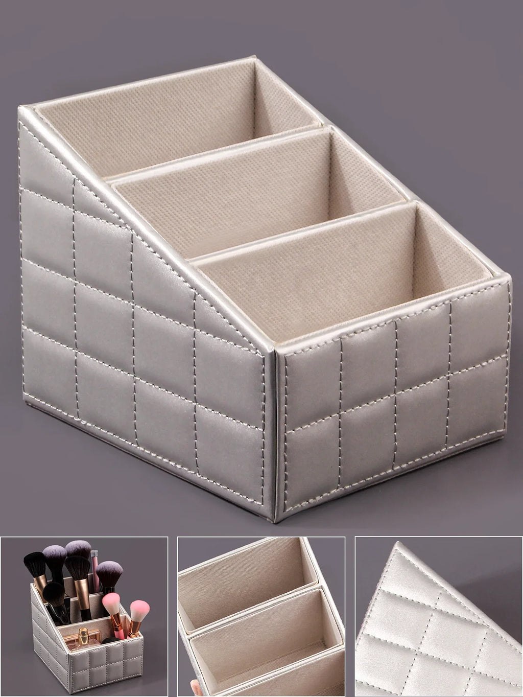 3-Tier PU Makeup Brush & Stationery Storage Box | Nixie
