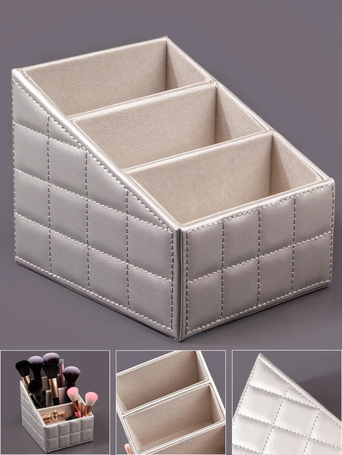 3-Tier PU Makeup Brush & Stationery Storage Box | Nixie