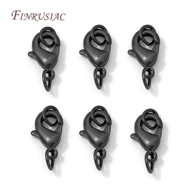 Black Brass Lobster Clasps & Rings – 9.5mm 12mm 15mm | FINRUSIAC