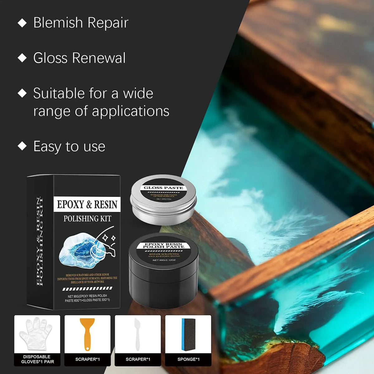 Epoxy Resin Polishing Kit – 3-Stage Scratch Repair & Mirror Finish