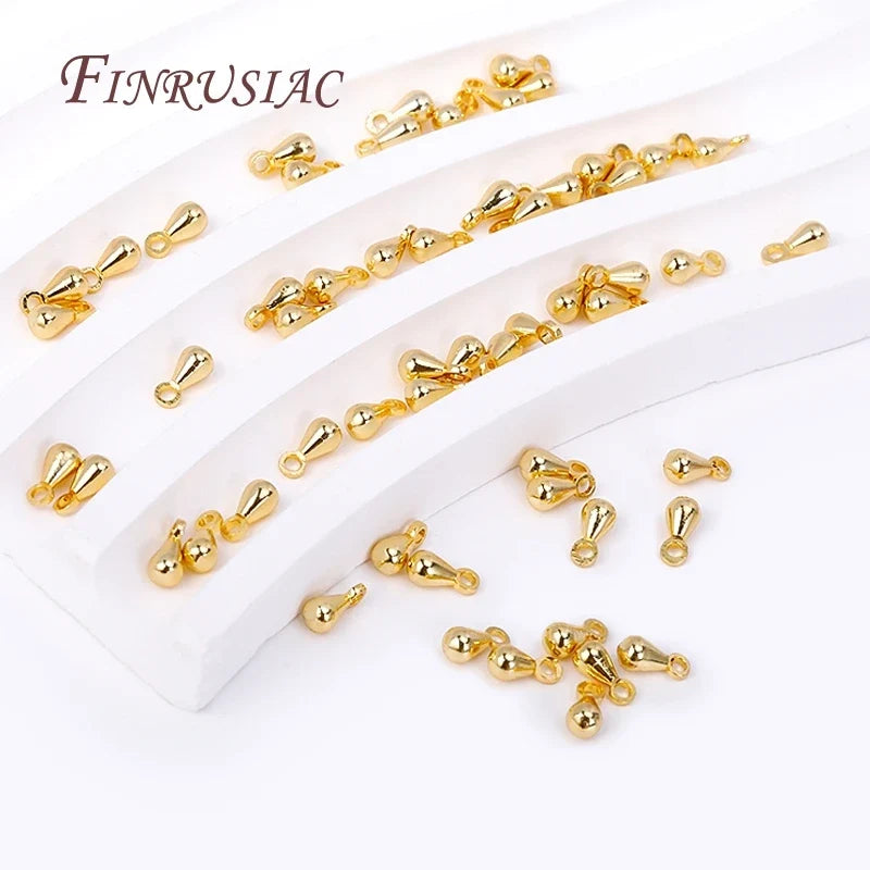 18K Gold Plated Water Drop Pendant End Beads | DIY Jewelry