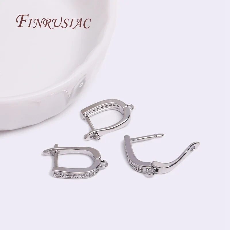 18K Gold Plated Zircon Earring Hook Clasps | DIY Jewelry Findings