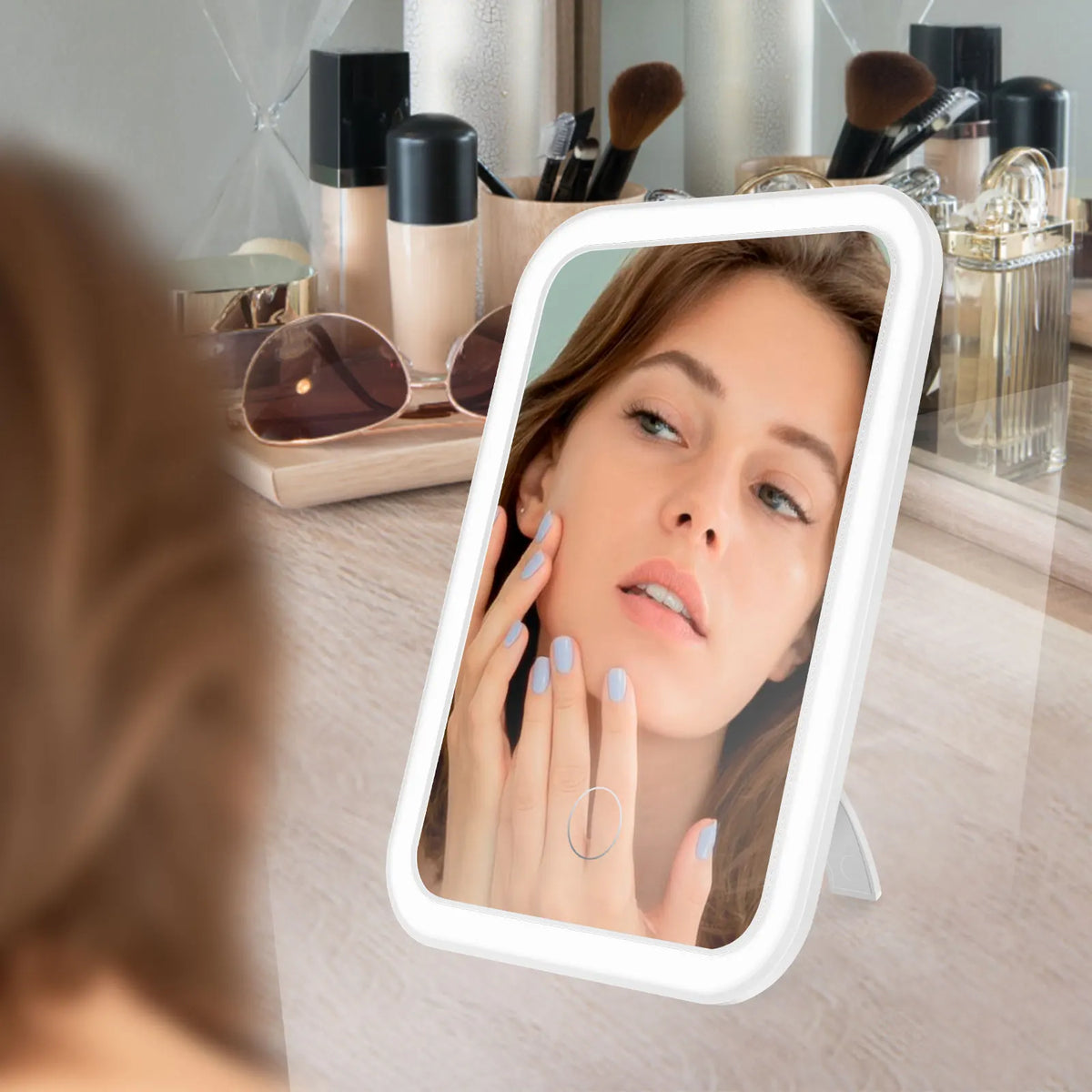 LED Dimmable Makeup Mirror 3 Color Modes USB Rechargeable