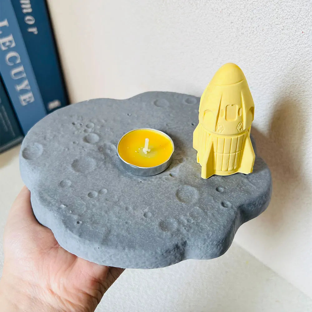 Lunar Surface Candle Holder Silicone Mold – Moon Star Heart