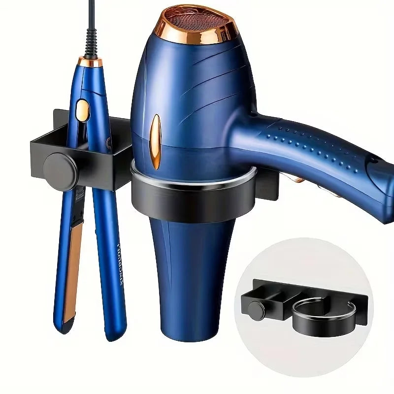 Wall-Mounted Metal Hair Dryer & Straightener Storage Rack