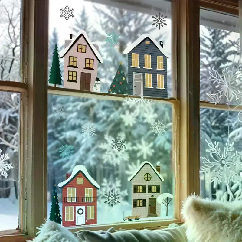 Christmas Window Stickers – Double-Sided Snowflake & Tree Decals