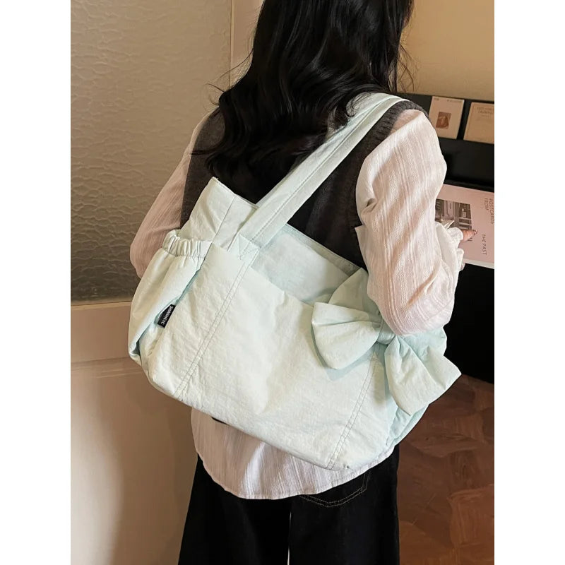 Nixie Quilted Bow Shoulder Bag – Women's Lightweight Tote