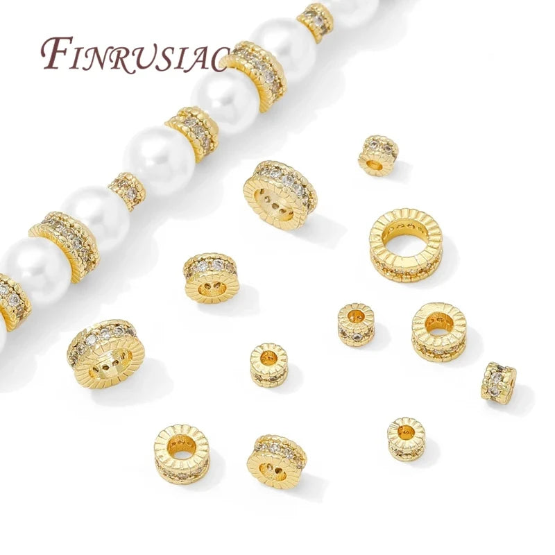 18K Gold Plated Zircon Round Spacer Beads 4mm 6mm 8mm – DIY