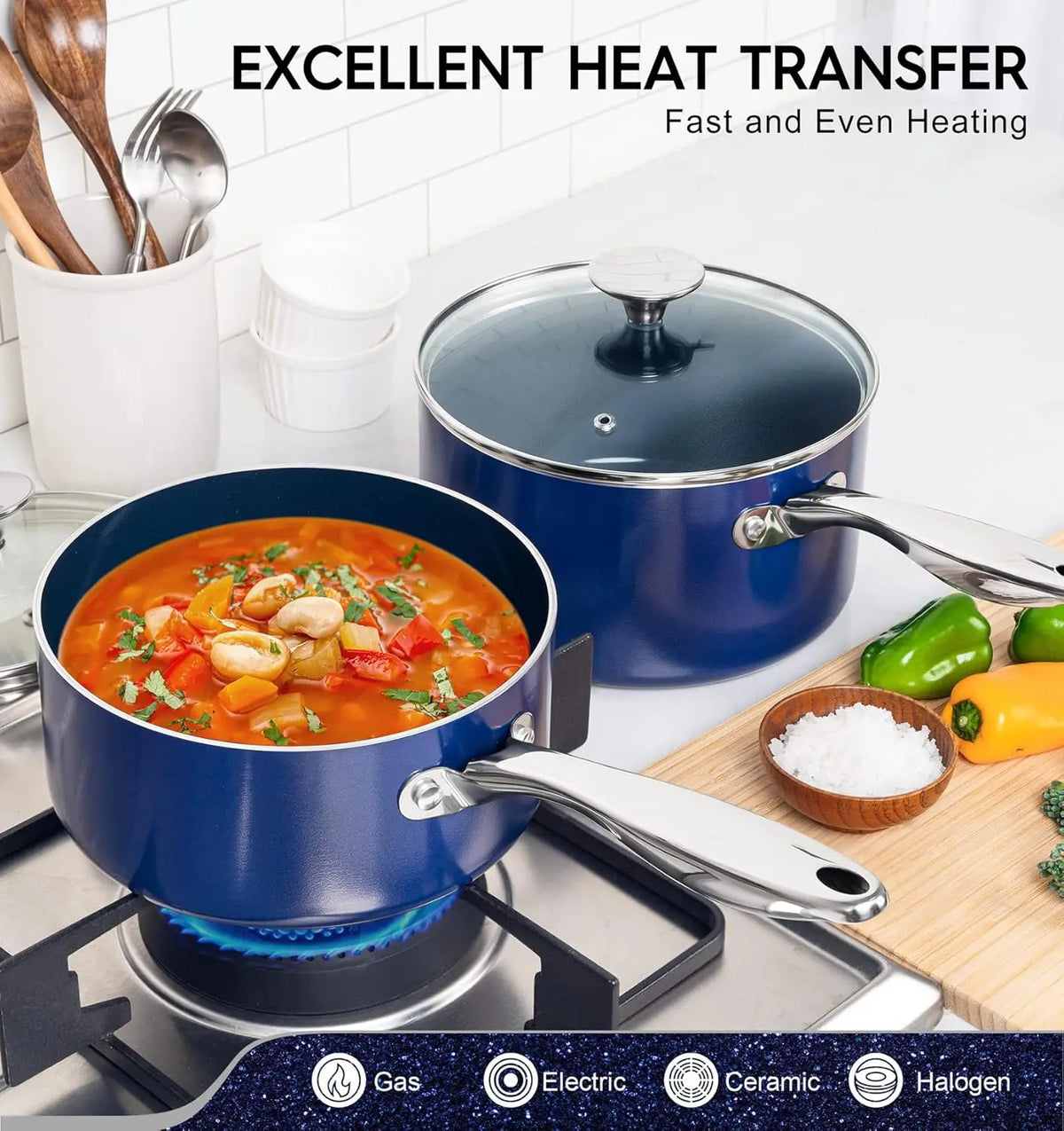 MICHELANGELO Ceramic Nonstick Frying Pan with Glass Lid