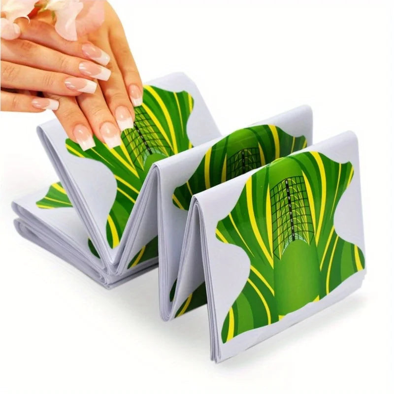 50Pcs Nail Forms French Tips UV Gel Extension Paper Molds