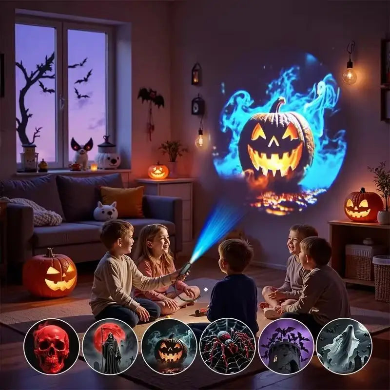 LED Halloween Projection Lamp – 6 Patterns, USB Powered