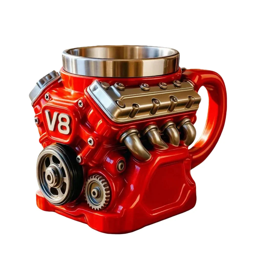 V8 Engine Coffee Mug 300ml Double Wall Stainless Steel Cup