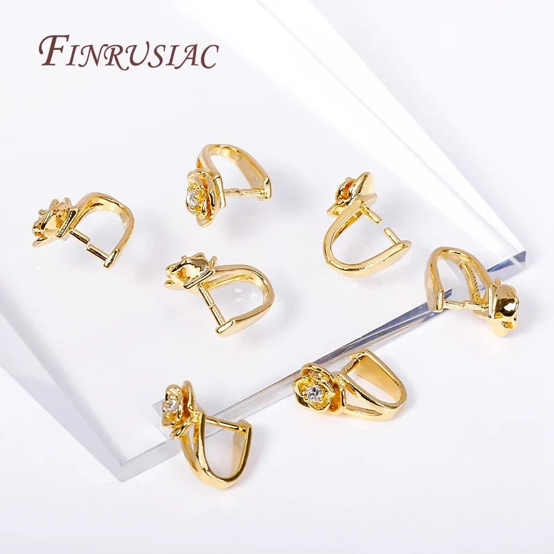 18K Gold Plated Zircon Pinch Bail Clasp – DIY Jewelry Finding