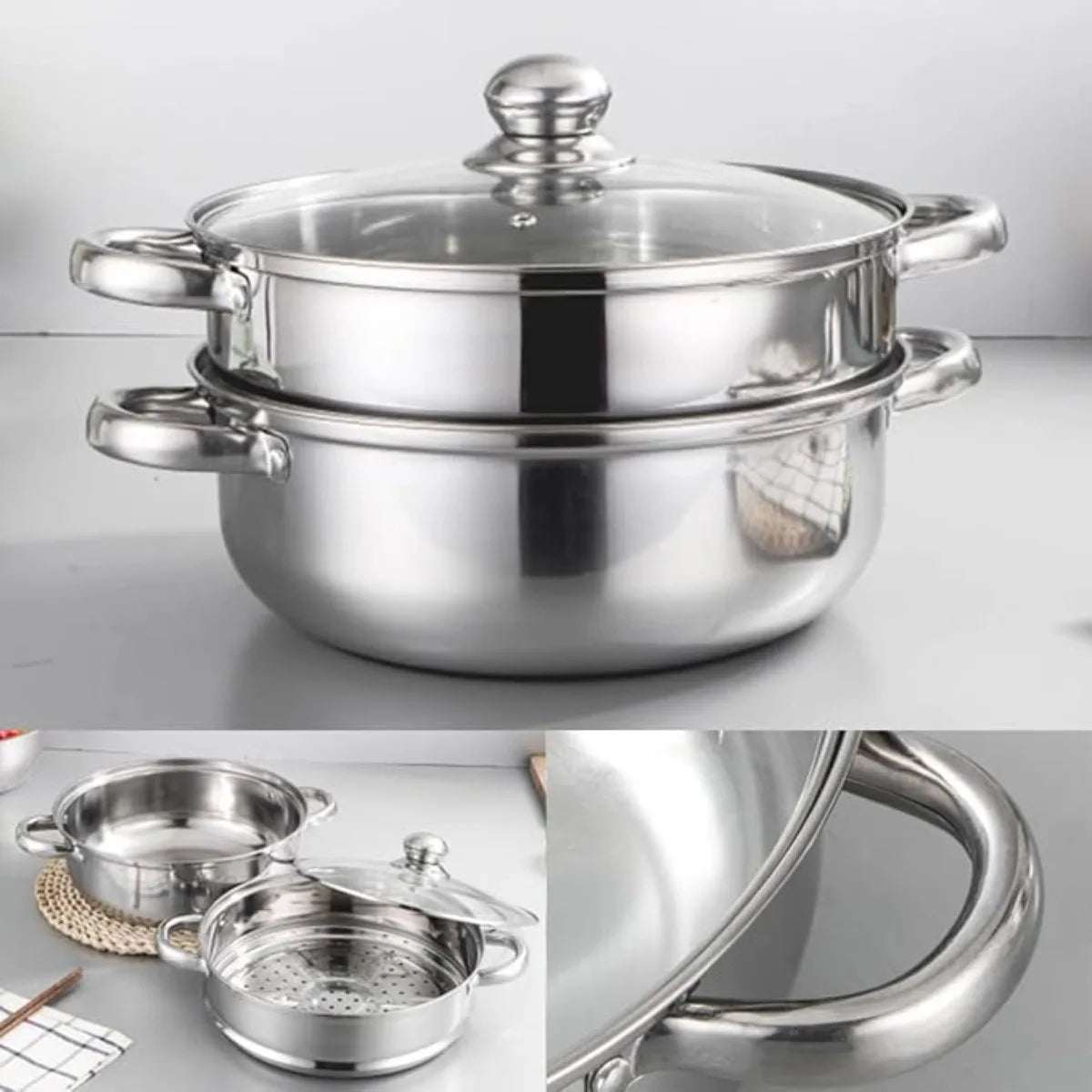 FEB.WIND Multi-Layer Stainless Steel Steamer & Soup Pot
