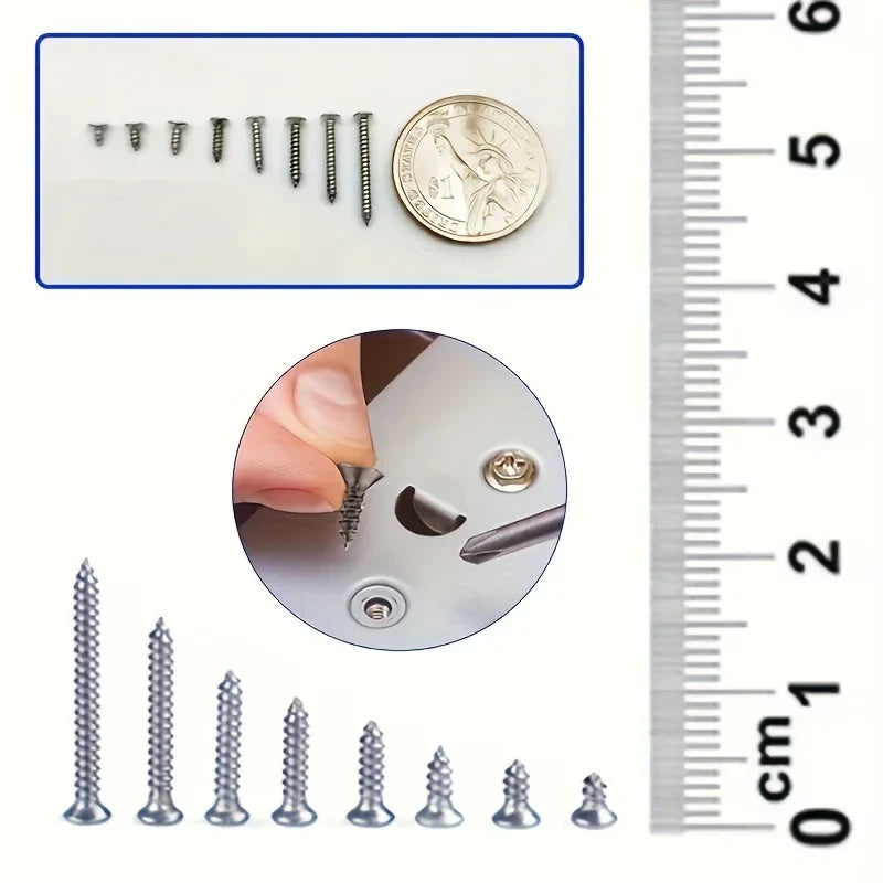 400pcs Self-Tapping Wood Screws Assortment Kit – Carbon Steel
