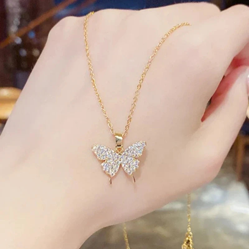 Women's Gold Micro-Paved Cubic Zirconia Pendant Necklace