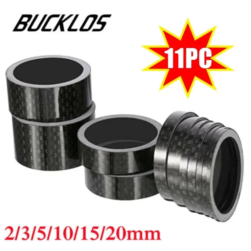 BUCKLOS 11pc Carbon Fiber Bike Stem Spacers 1-1/8" MTB Road