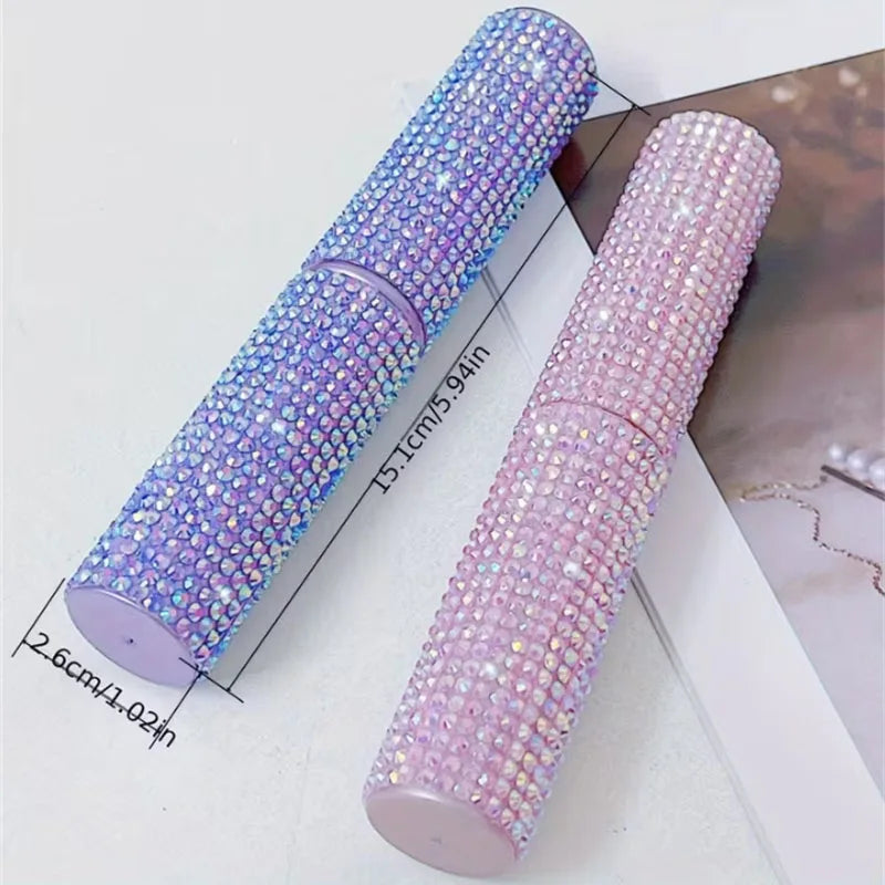5-Piece Eye Makeup Brush Set with Rhinestone Storage Case