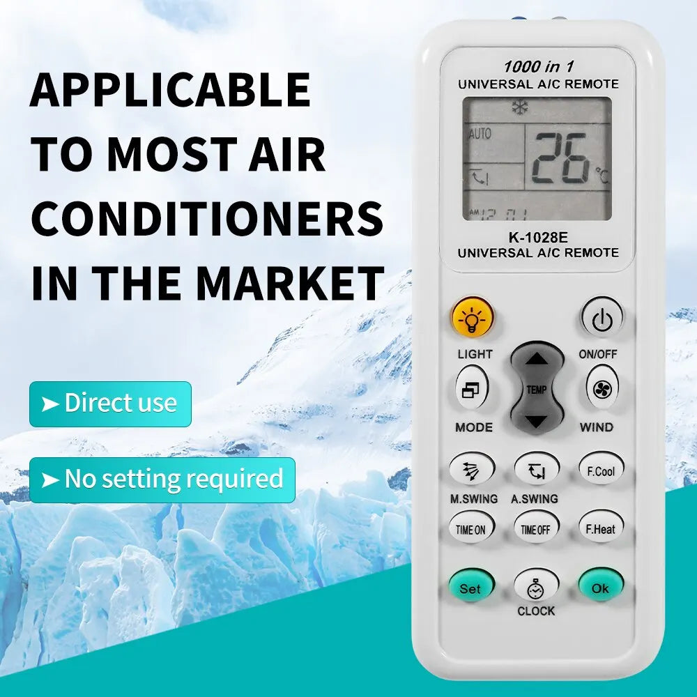 Universal AC Remote Control K-1028E | 1000-in-1 LCD Display
