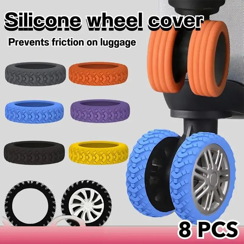 8-Piece Silicone Luggage Wheel Covers – Quiet Caster Protectors