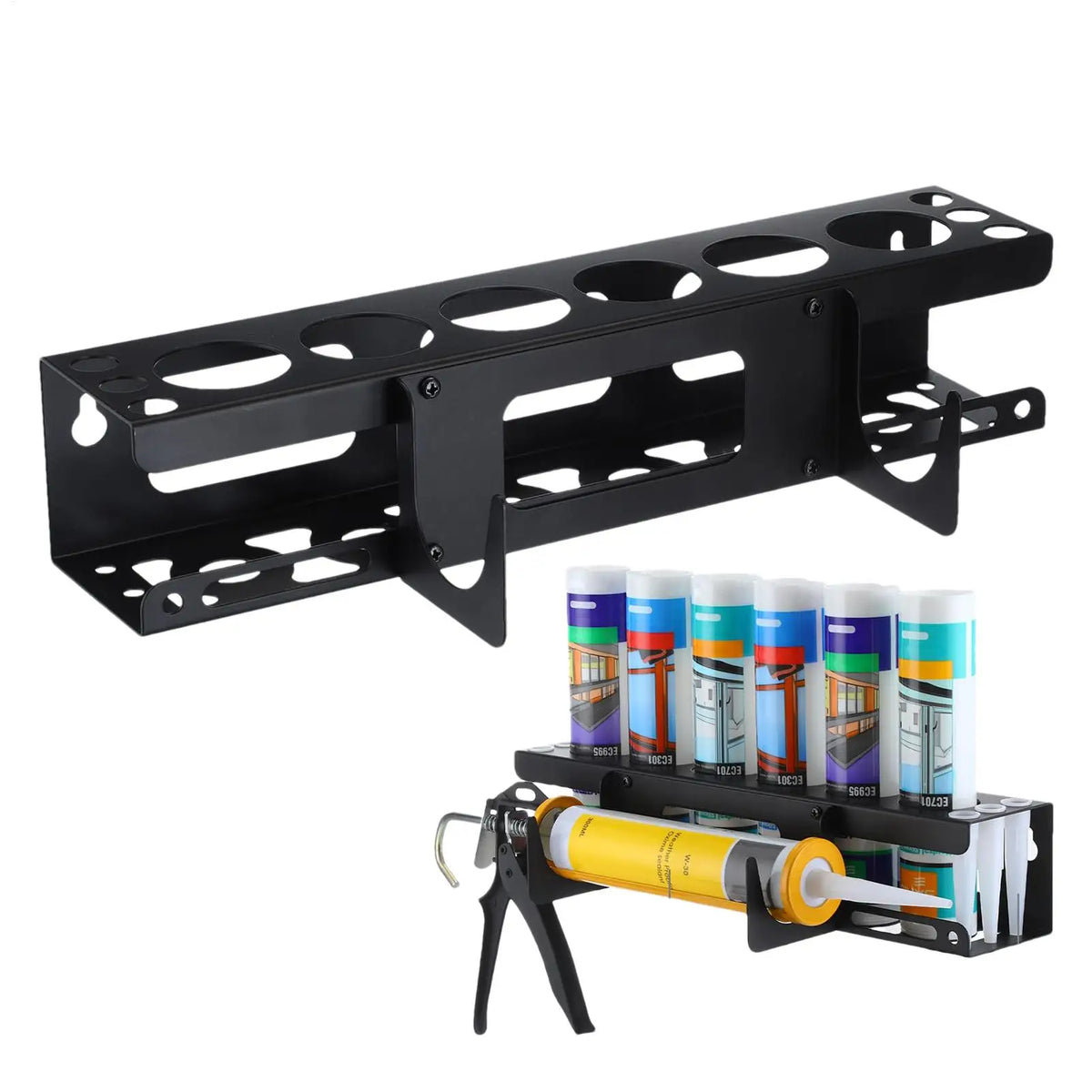 Wall Mount Spray Can & Caulk Tube Rack | Steel Storage Holder