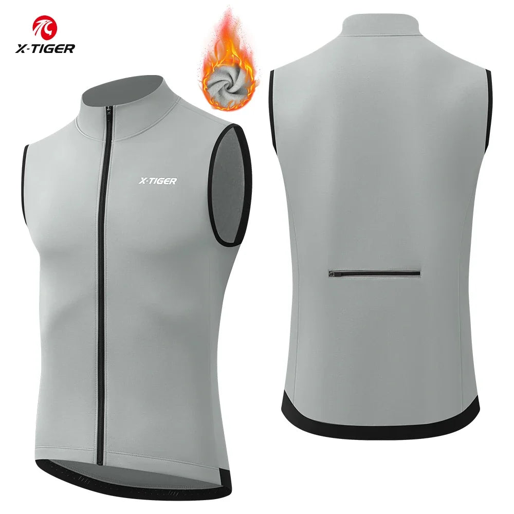 X-TIGER Windproof Cycling Vest – Fleece-Lined Winter Gilet