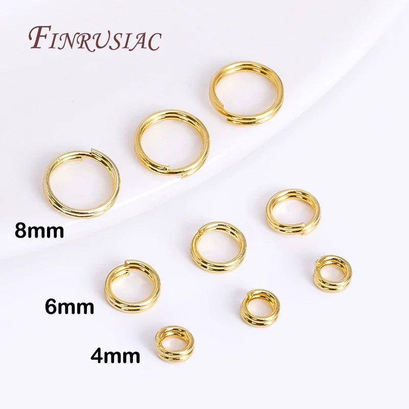 100Pcs 18K Gold Plated Brass Double Loop Jump Rings | DIY