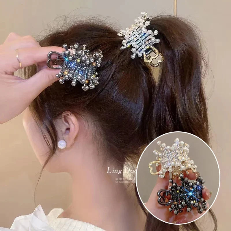 Pearl Rhinestone Hair Claw Clips – Women Thick Long Hair