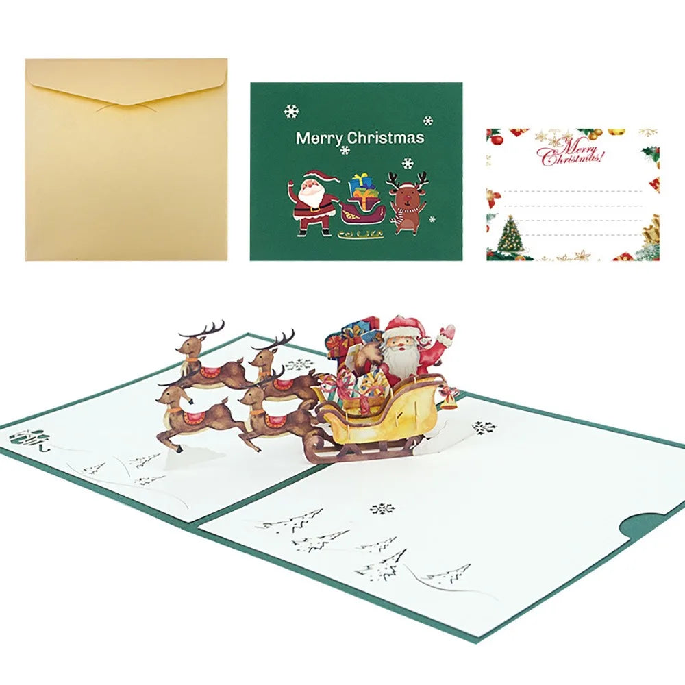 3D Pop-Up Christmas Cards with Envelope – Cartoon Santa