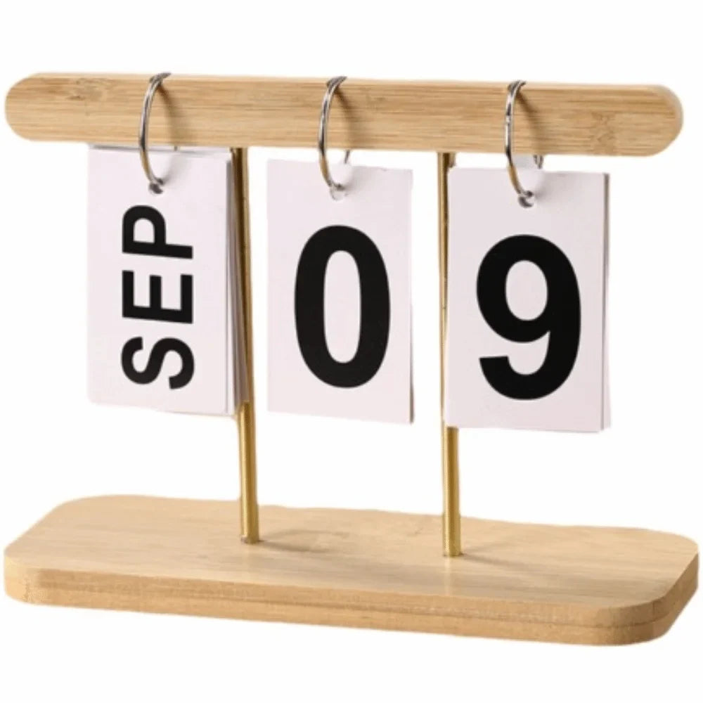 Wooden Flip Desk Calendar – Minimalist Perpetual Home Decor