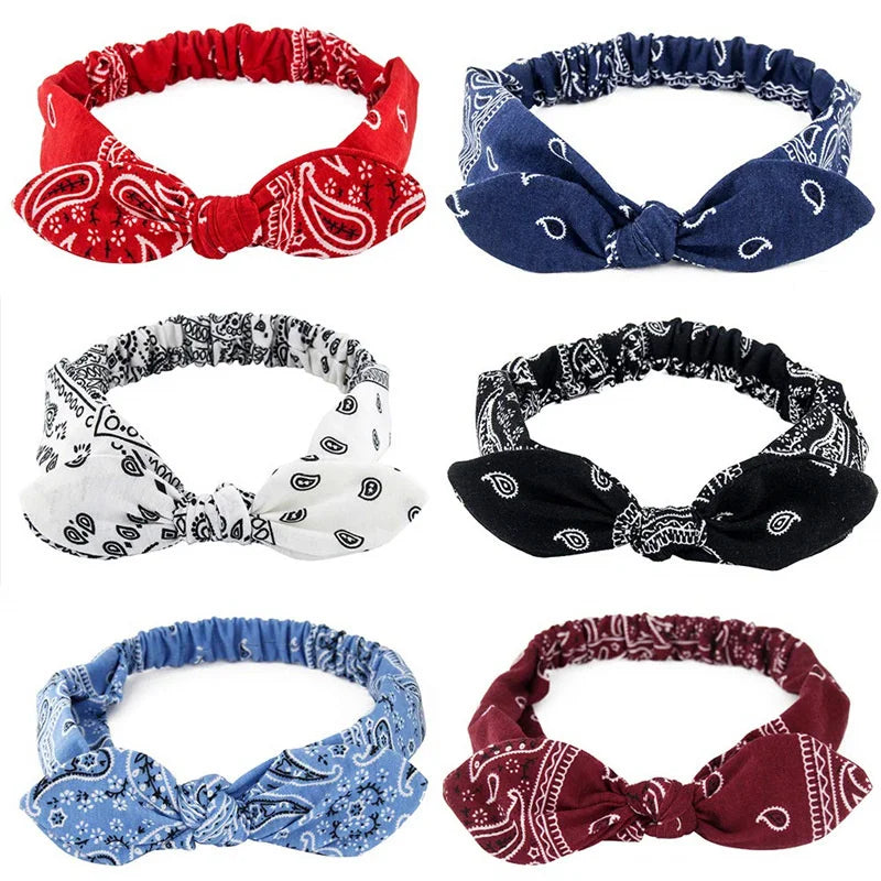 Boho Bow Headband Women – Paisley Elastic Hair Wrap