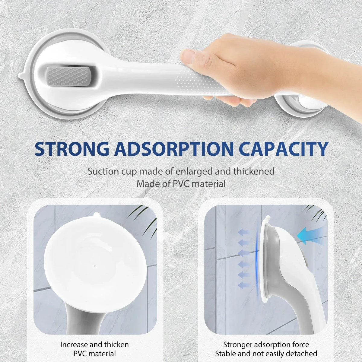 2-Pack Nonslip Shower Grab Bars – Removable Bathtub Handle