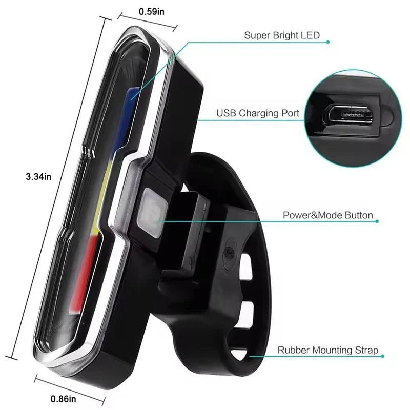 BUCKLOS USB Rechargeable LED Bicycle Rear Tail Light MTB