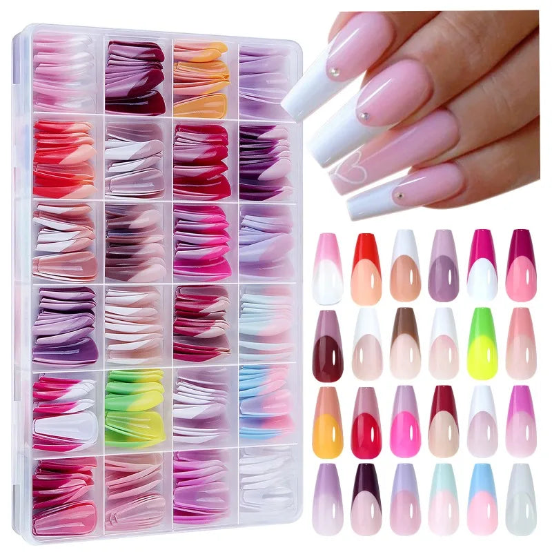 288 Pcs Press On Nails – Colorful Mixed Oval & Square Full Cover Tips