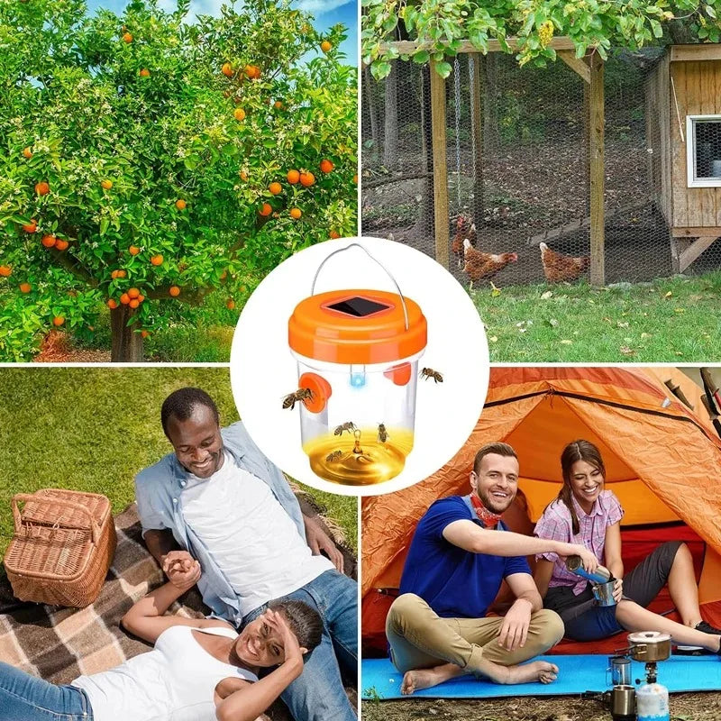 Solar Wasp Trap & UV Mosquito Zapper – Outdoor Non-Toxic
