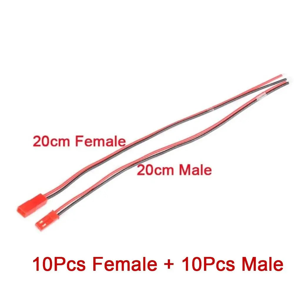 10 Pairs 22AWG JST 2-Pin Male Female Connector Cable