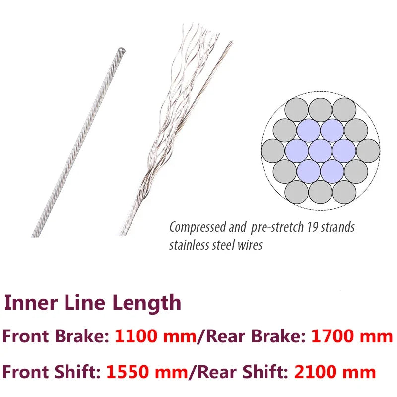 5-Pack Stainless Steel Bike Brake & Derailleur Inner Cables